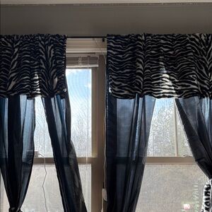 Zebra Print Valance and Black Curtain Set